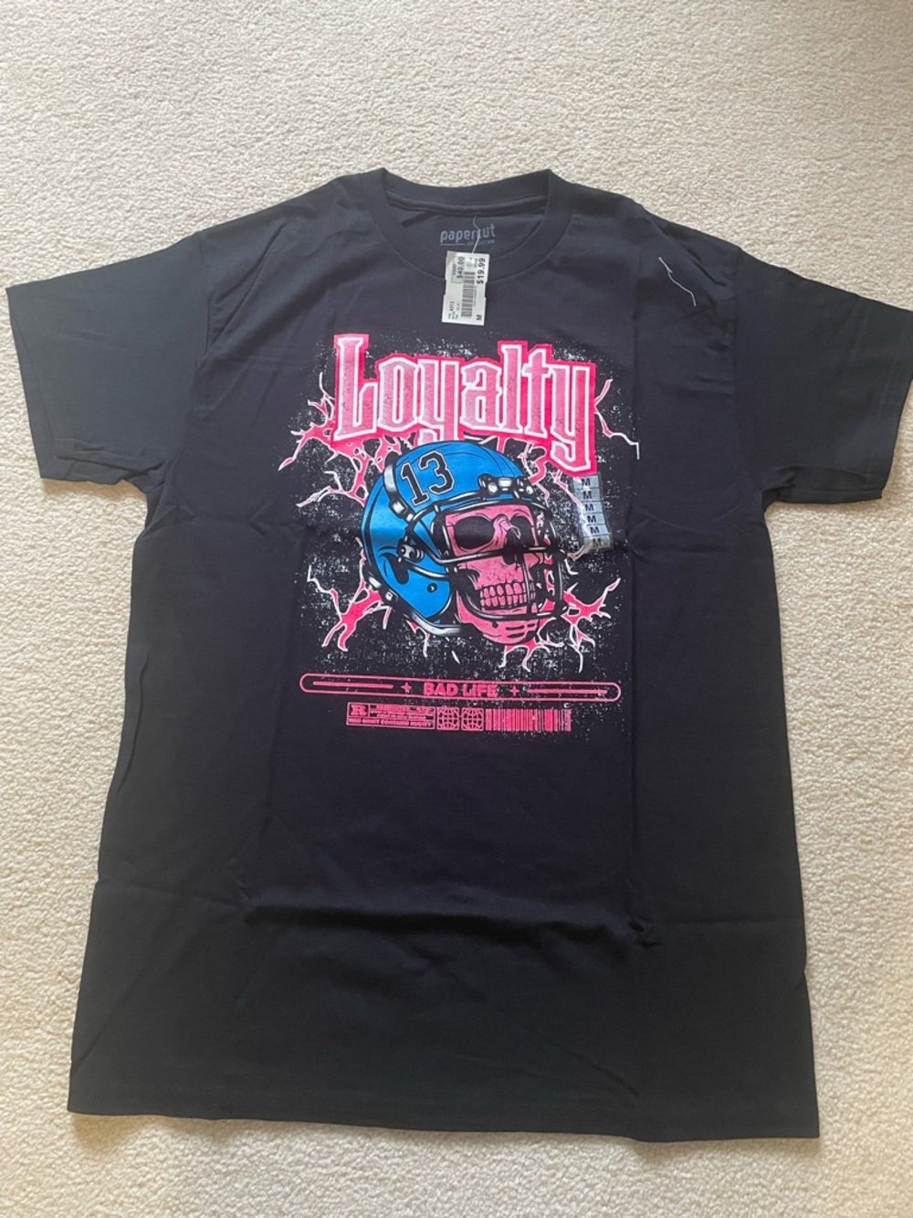 Loyalty Graphic Short-Sleeve Tee - Black with Pink & Blue Skull Print